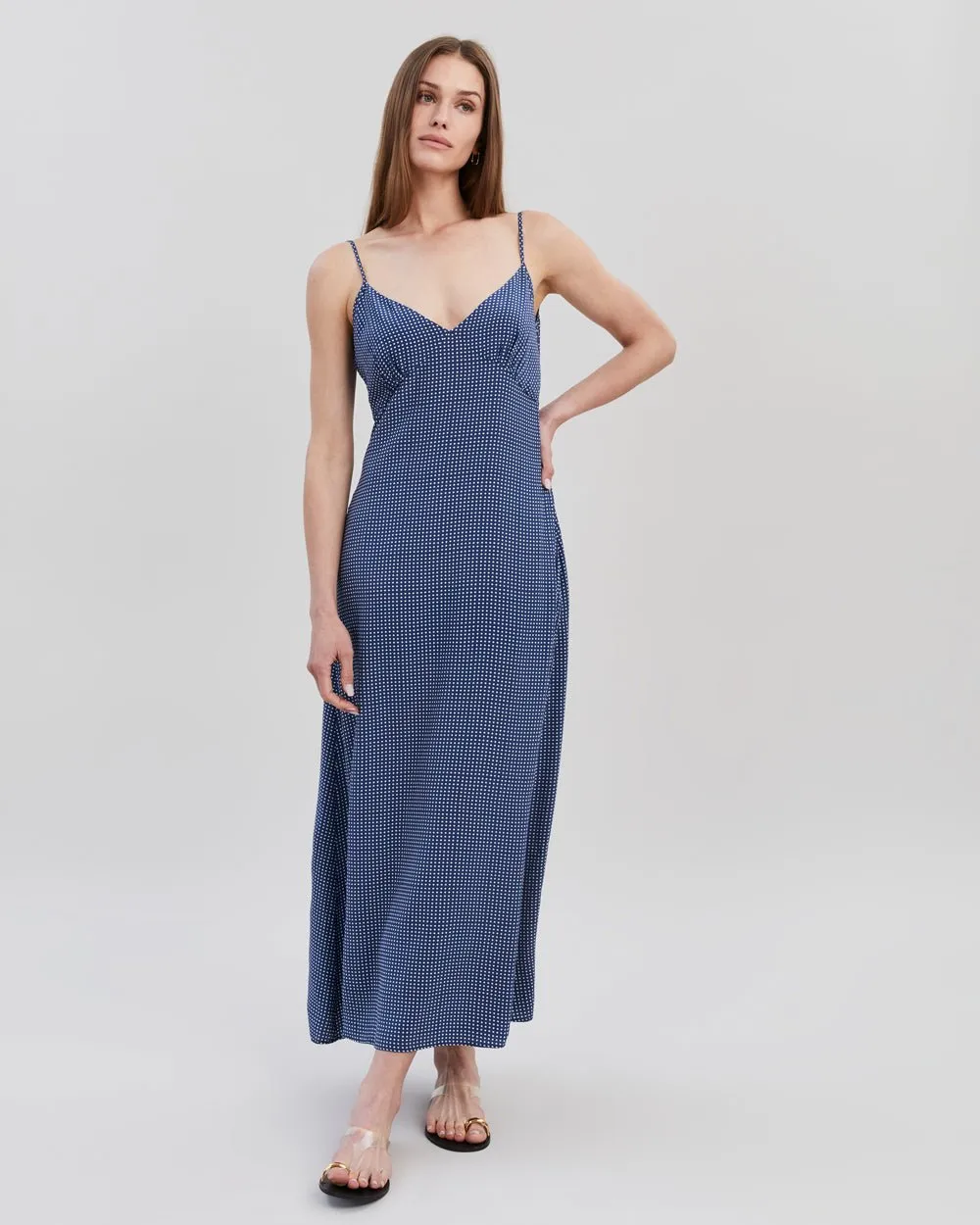 Rosetta Dress Midnight Blue Polka Dot sold by SOLID & STRIPED