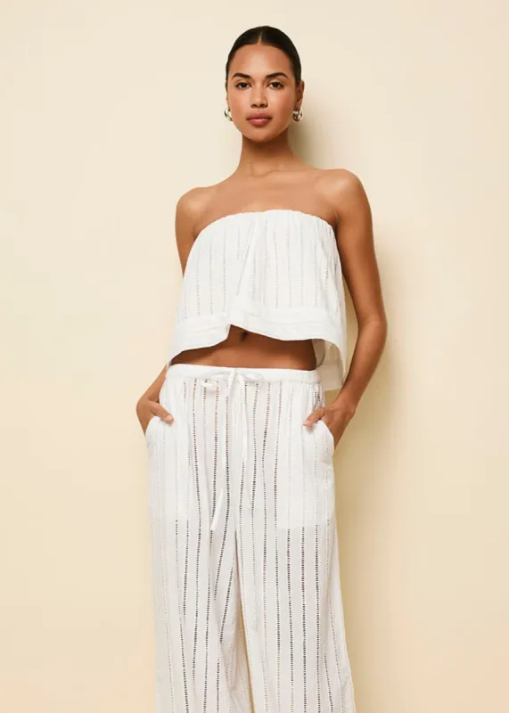 Jennie Striped Eyelet Tube Top Optic White sold by SOLID & STRIPED