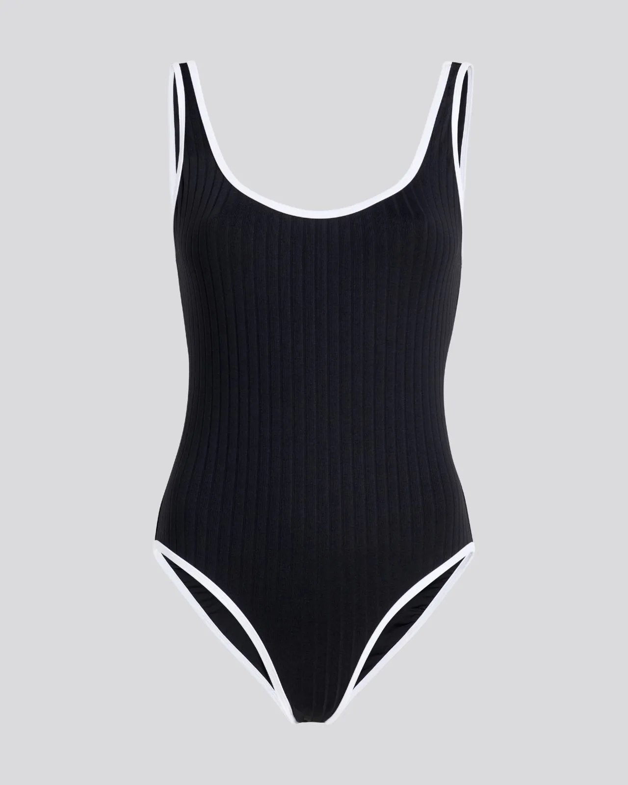 Anne-Marie Ribbed One Piece Noir / Optic White sold by SOLID & STRIPED product image thumbnail 2