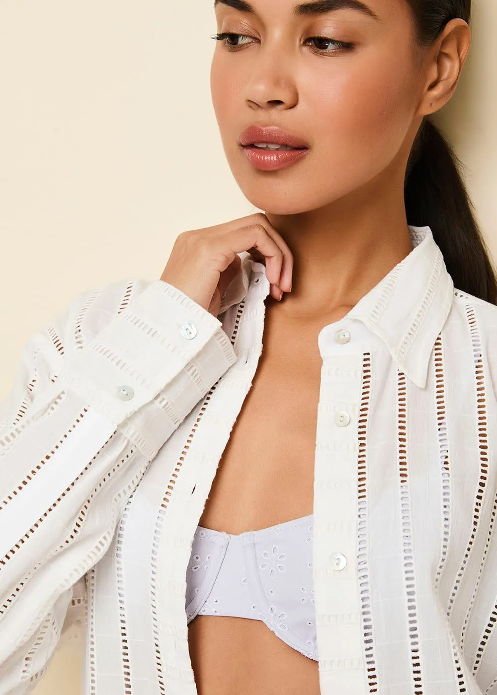 The Striped Eyelet Oxford Tunic sold by SOLID & STRIPED product image thumbnail 2