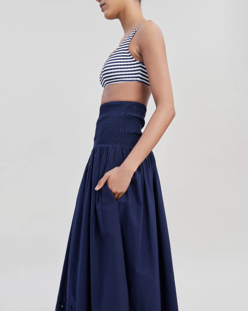 Eyelet Zaria Skirt French Navy sold by SOLID & STRIPED product image thumbnail 5