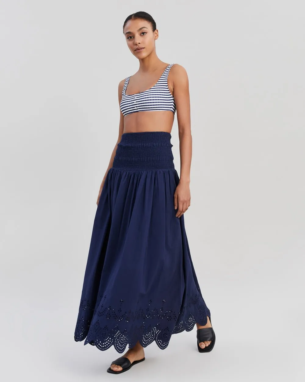 Eyelet Zaria Skirt French Navy sold by SOLID & STRIPED product image thumbnail 4