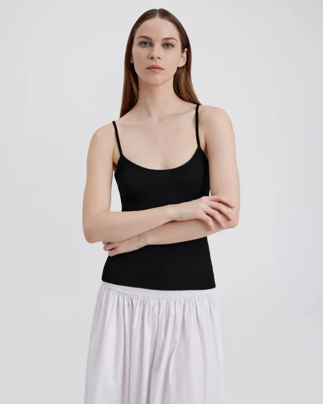 Selena Tank Noir sold by SOLID & STRIPED