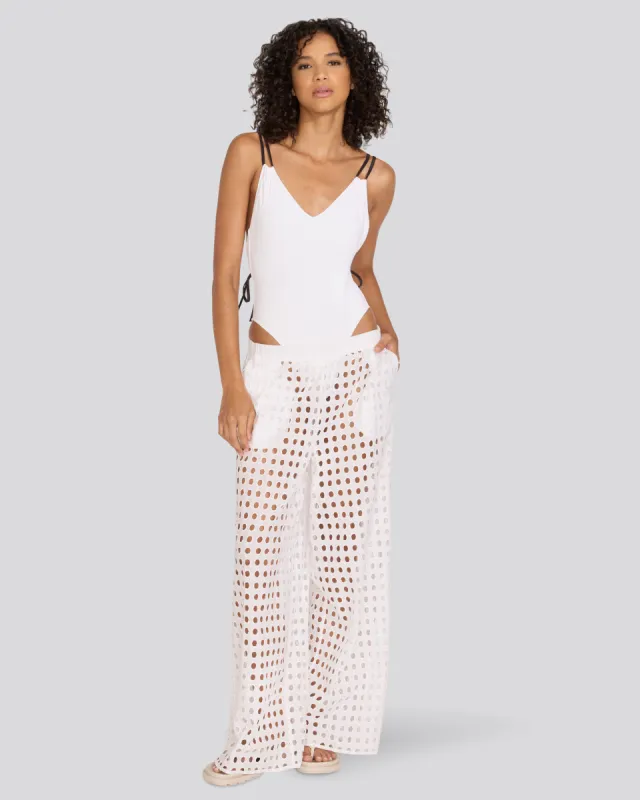 Eyelet Delaney Pant Optic White sold by SOLID & STRIPED