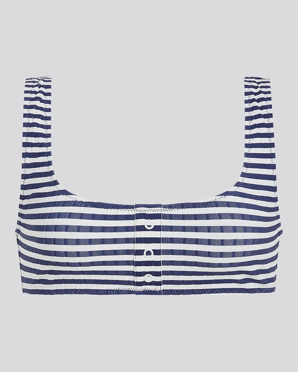 Elle Ribbed Button Bikini Top French Navy Stripe sold by SOLID & STRIPED product image thumbnail 2