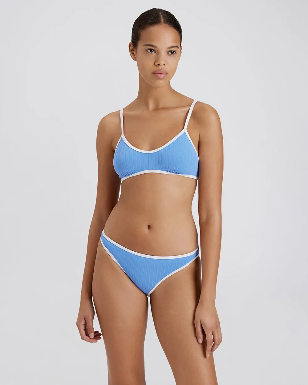 Rachel Ribbed Bikini Bottom Marina Blue / Optic White sold by SOLID & STRIPED product image thumbnail 3