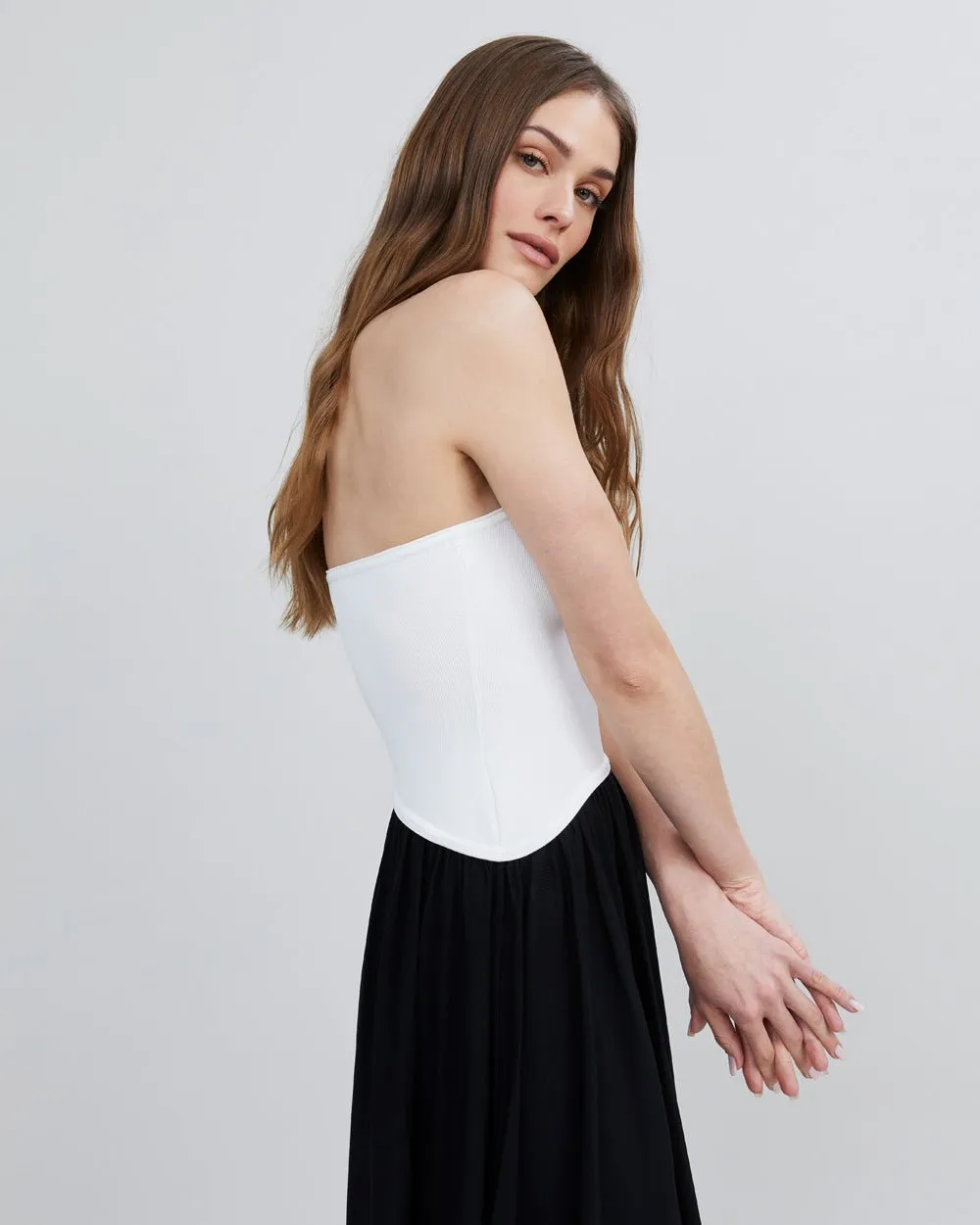 Strapless Soglio Dress Noir / Optic White sold by SOLID & STRIPED product image thumbnail 3