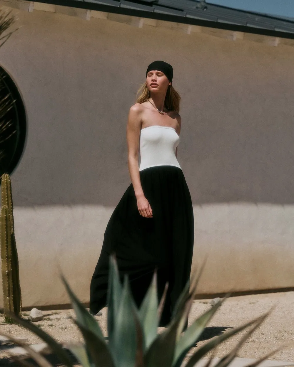 Strapless Soglio Dress Noir / Optic White sold by SOLID & STRIPED product image thumbnail 4