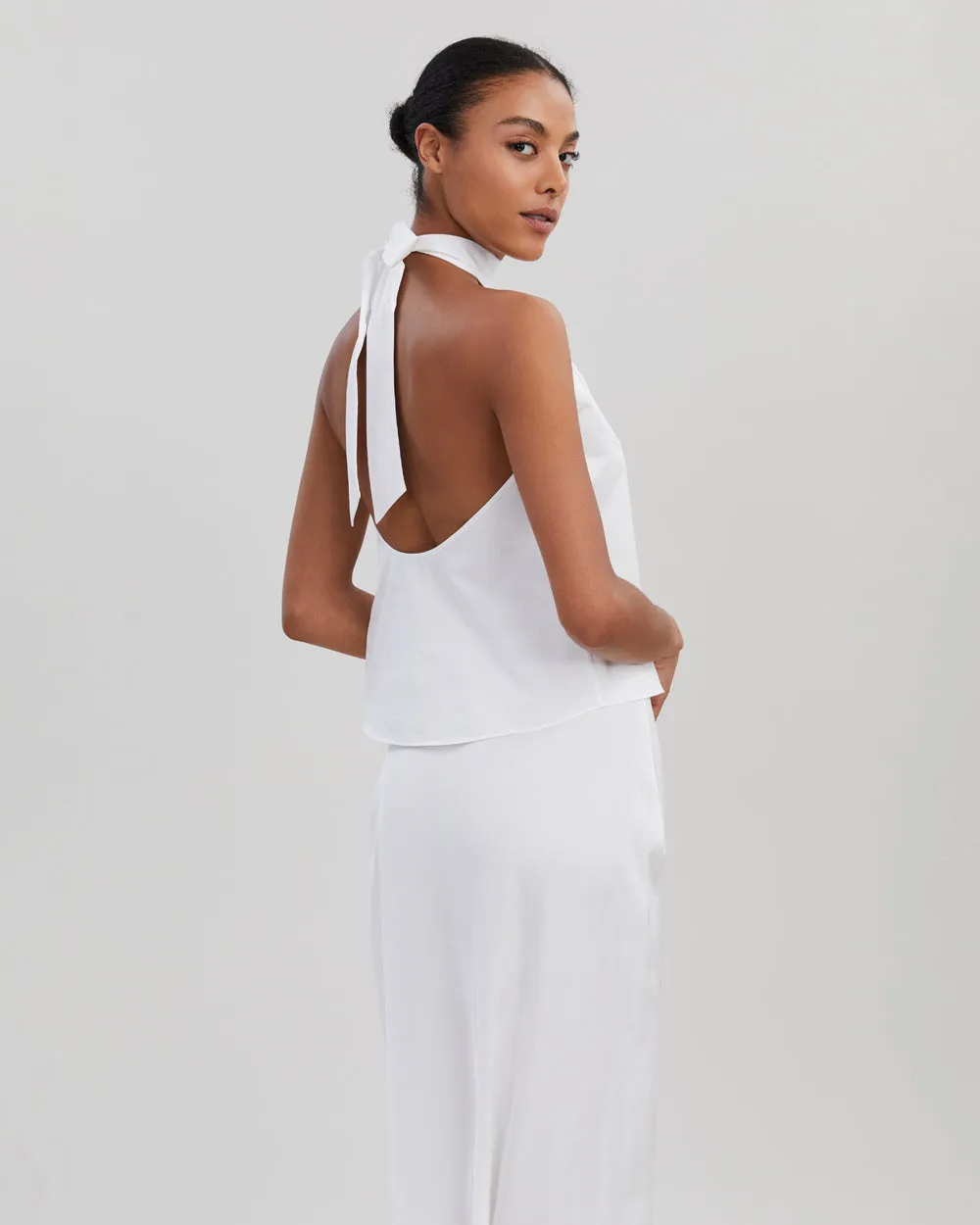 Barbara Halter Top Optic White sold by SOLID & STRIPED