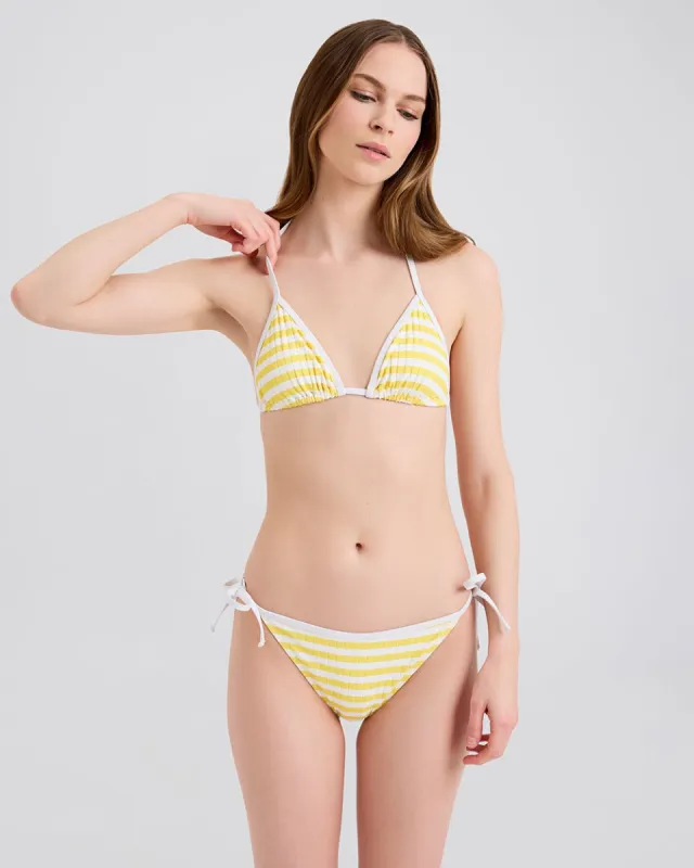 Iris Ribbed Bikini Top Lemon Stripe sold by SOLID & STRIPED