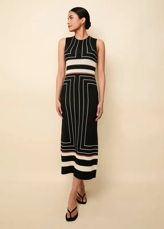 Lucerne Dress Black Border sold by SOLID & STRIPED
