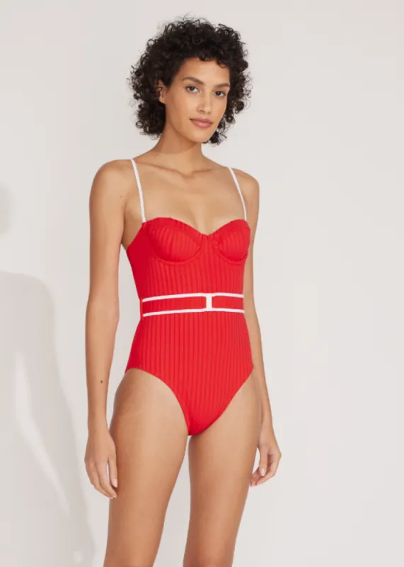 Spencer Ribbed One Piece Lipstick Red sold by SOLID & STRIPED