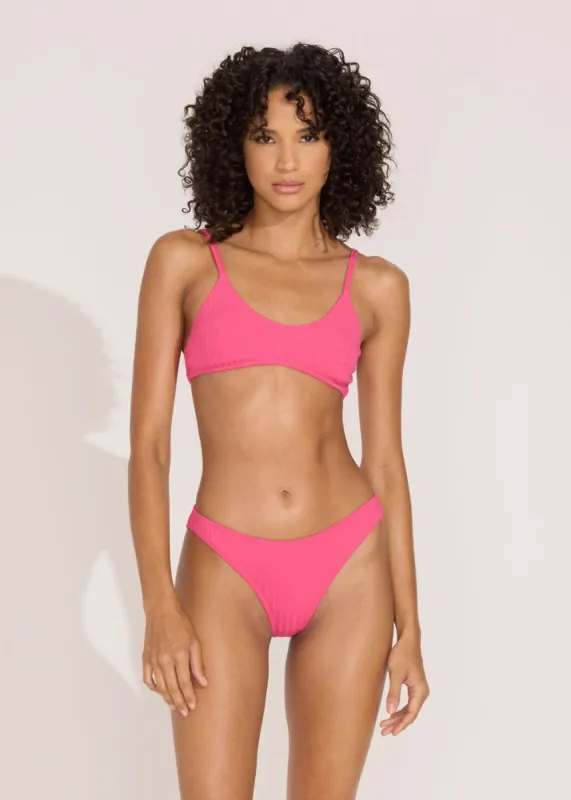 Rachel Ribbed Bikini Top Hot Pink sold by SOLID & STRIPED