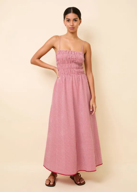 Delta Midi Dress Apple Red Gingham sold by SOLID & STRIPED