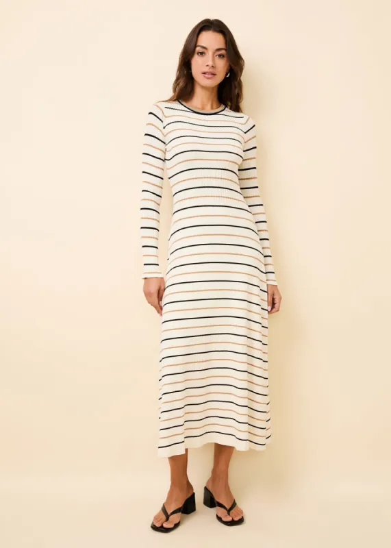 Dora Ribbed Knit Dress Brule Multi Stripe sold by SOLID & STRIPED