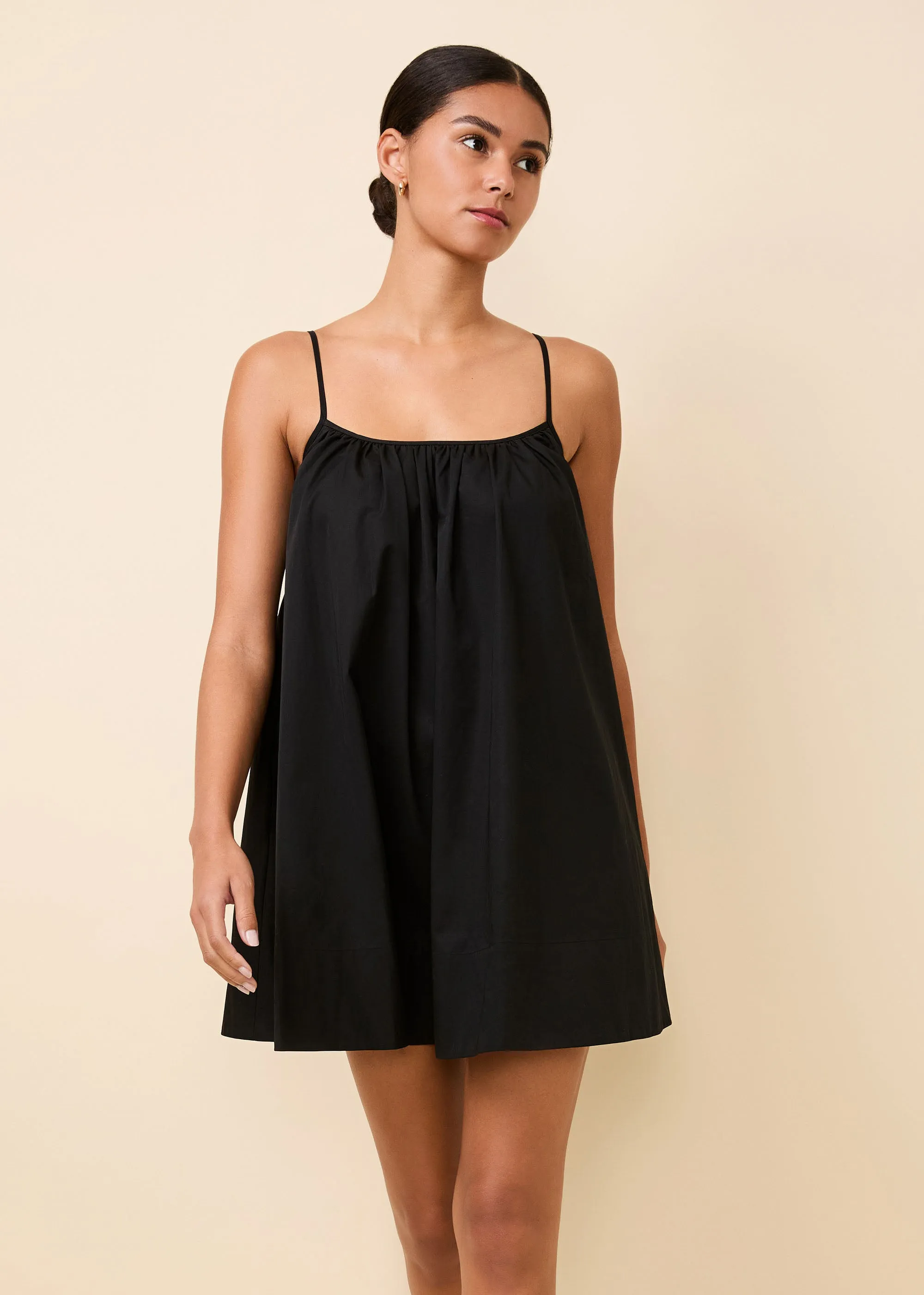 Lindsay Dress Poplin Noir sold by SOLID & STRIPED