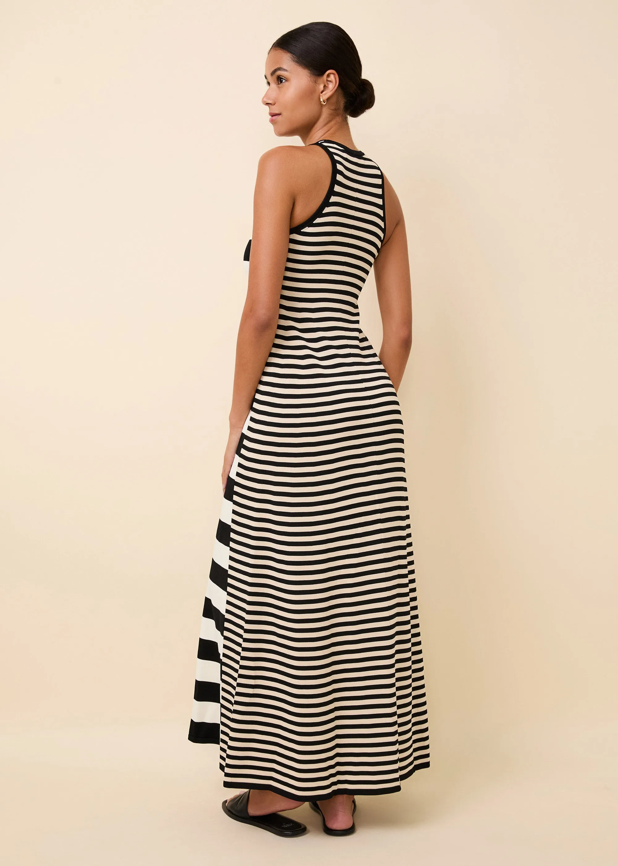 Oria Dress Noir Brule Khaki Stripe sold by SOLID & STRIPED product image thumbnail 2
