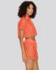 Eyelet Cropped Cabana Shirt Hot Coral sold by SOLID & STRIPED