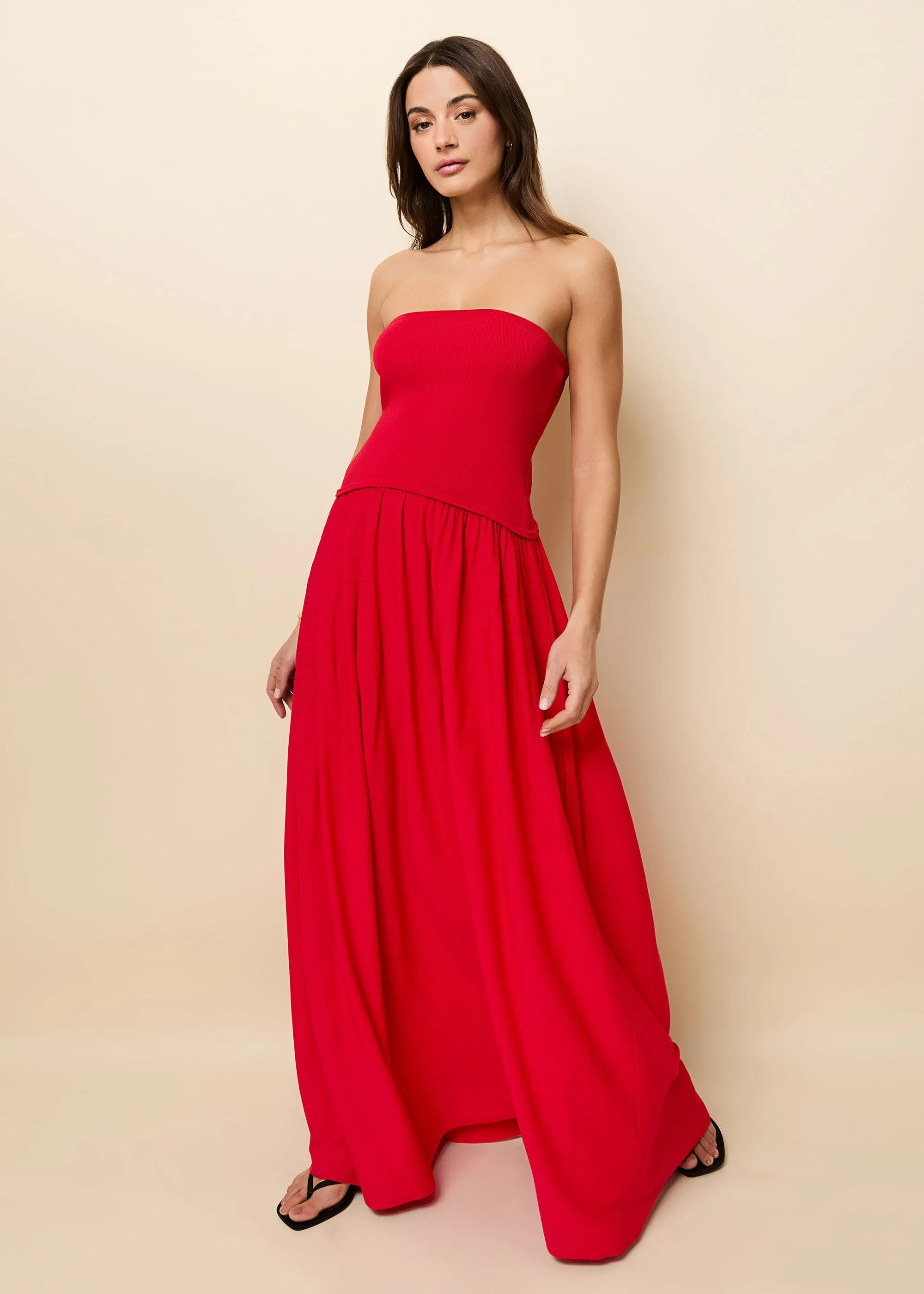 Strapless Soglio Dress Lipstick Red sold by SOLID & STRIPED product image thumbnail 5