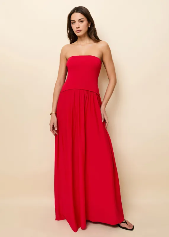 Strapless Soglio Dress Lipstick Red sold by SOLID & STRIPED