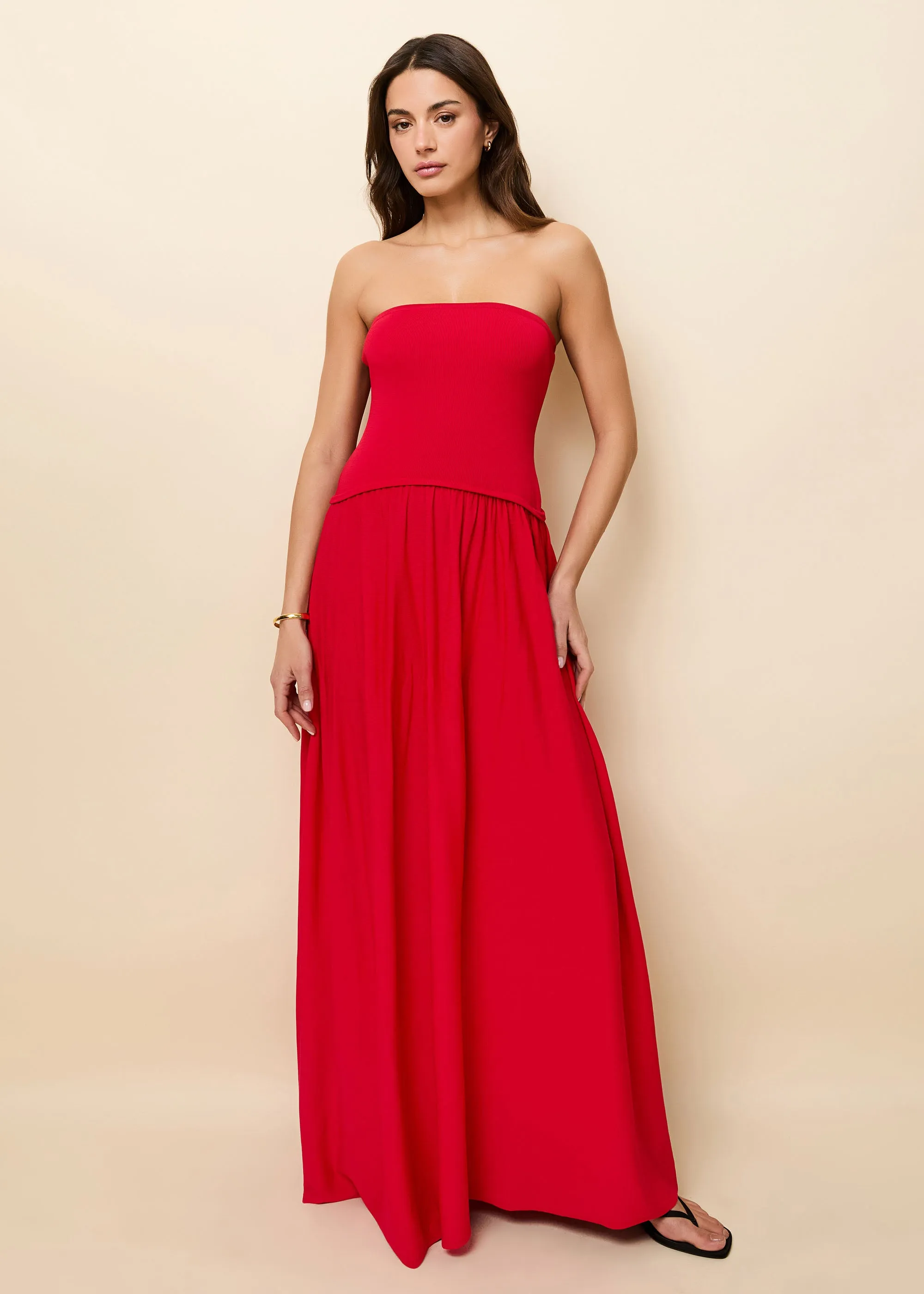 Strapless Soglio Dress Lipstick Red sold by SOLID & STRIPED