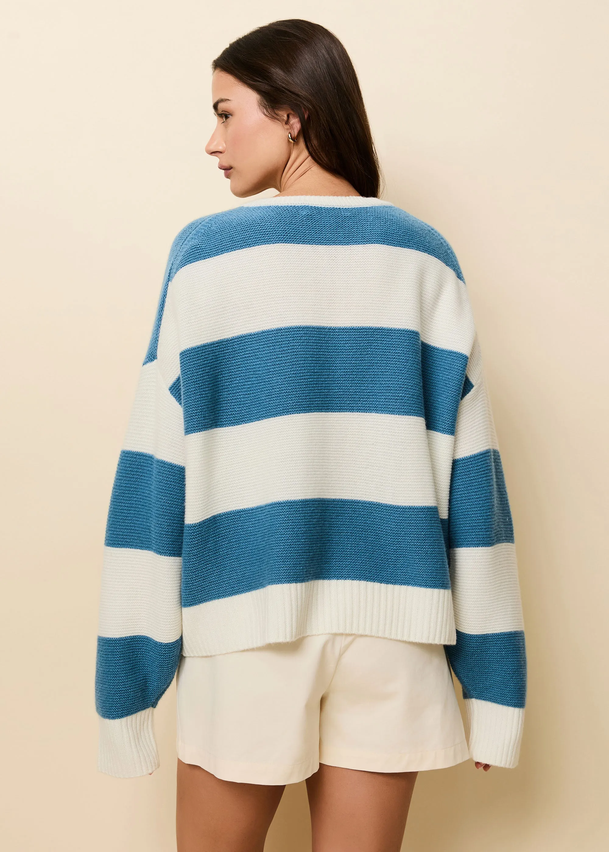 Reva Cashmere Sweater French Blue / Brule Stripe sold by SOLID & STRIPED product image thumbnail 2