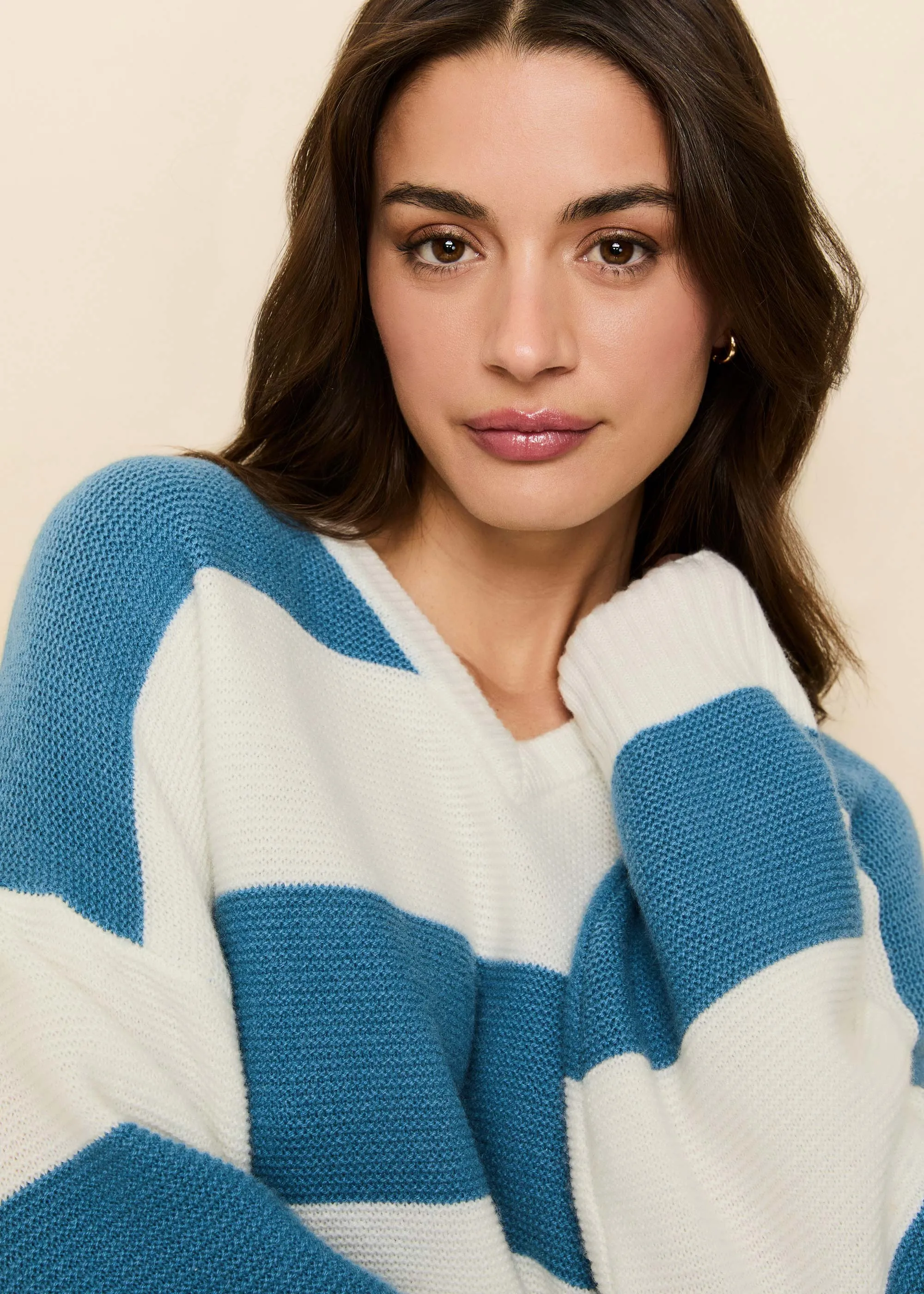 Reva Cashmere Sweater French Blue / Brule Stripe sold by SOLID & STRIPED product image thumbnail 4