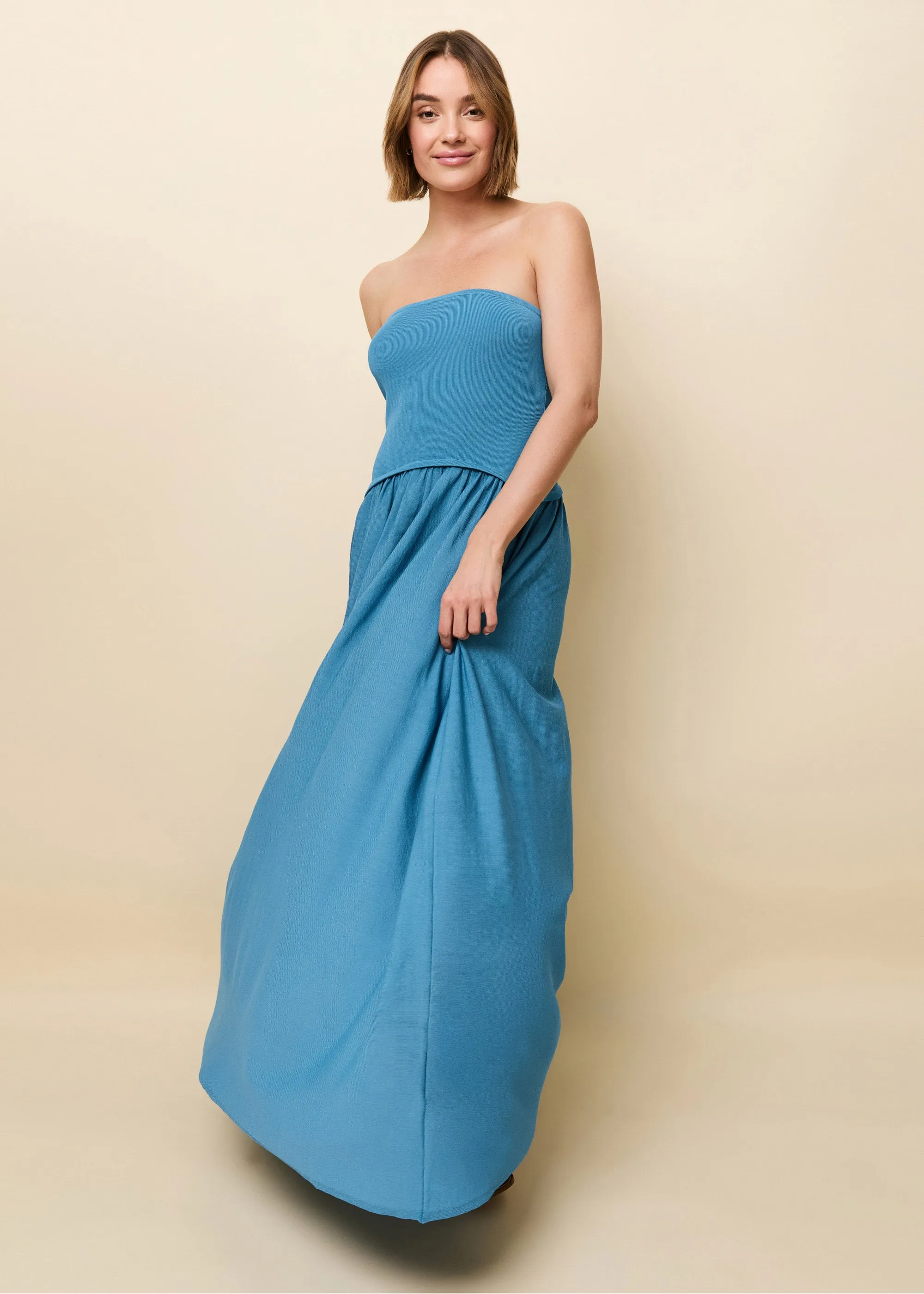 Strapless Soglio Dress French Blue sold by SOLID & STRIPED product image thumbnail 3