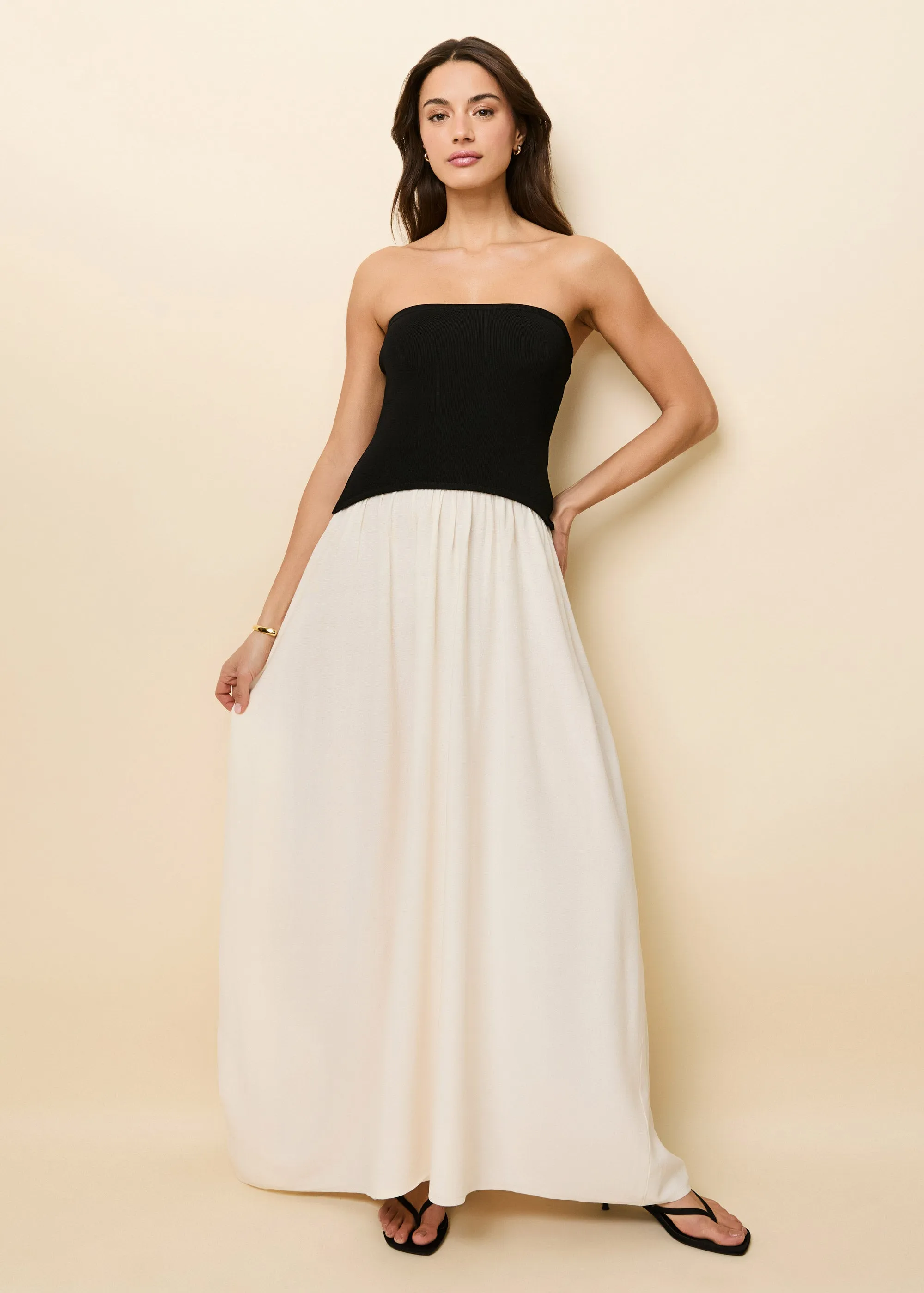 Strapless Soglio Dress Noir / Brule sold by SOLID & STRIPED
