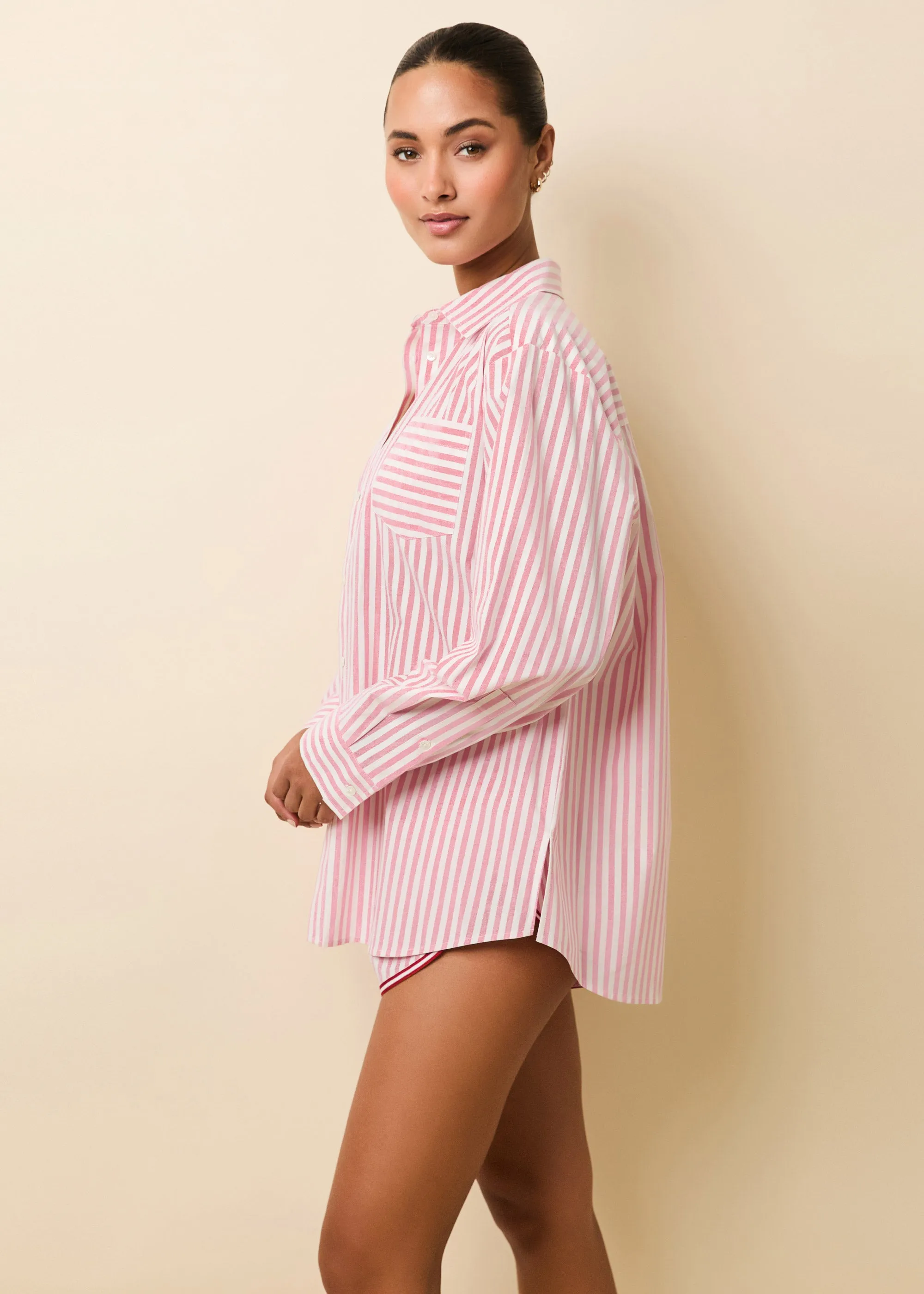 Avril Button Down Taffy Pink / Brule Stripe sold by SOLID & STRIPED product image thumbnail 3