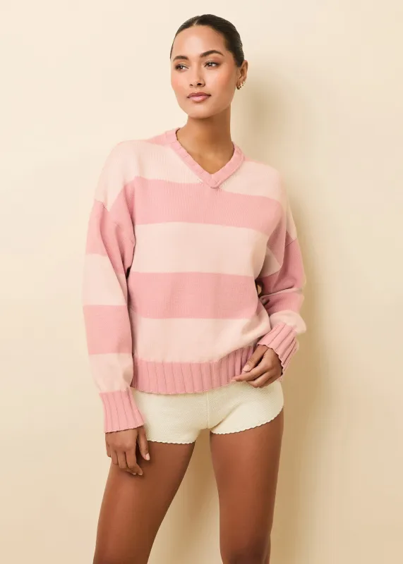Reva Cotton Sweater Gelato Stripe Tutu Pink / Blush sold by SOLID & STRIPED