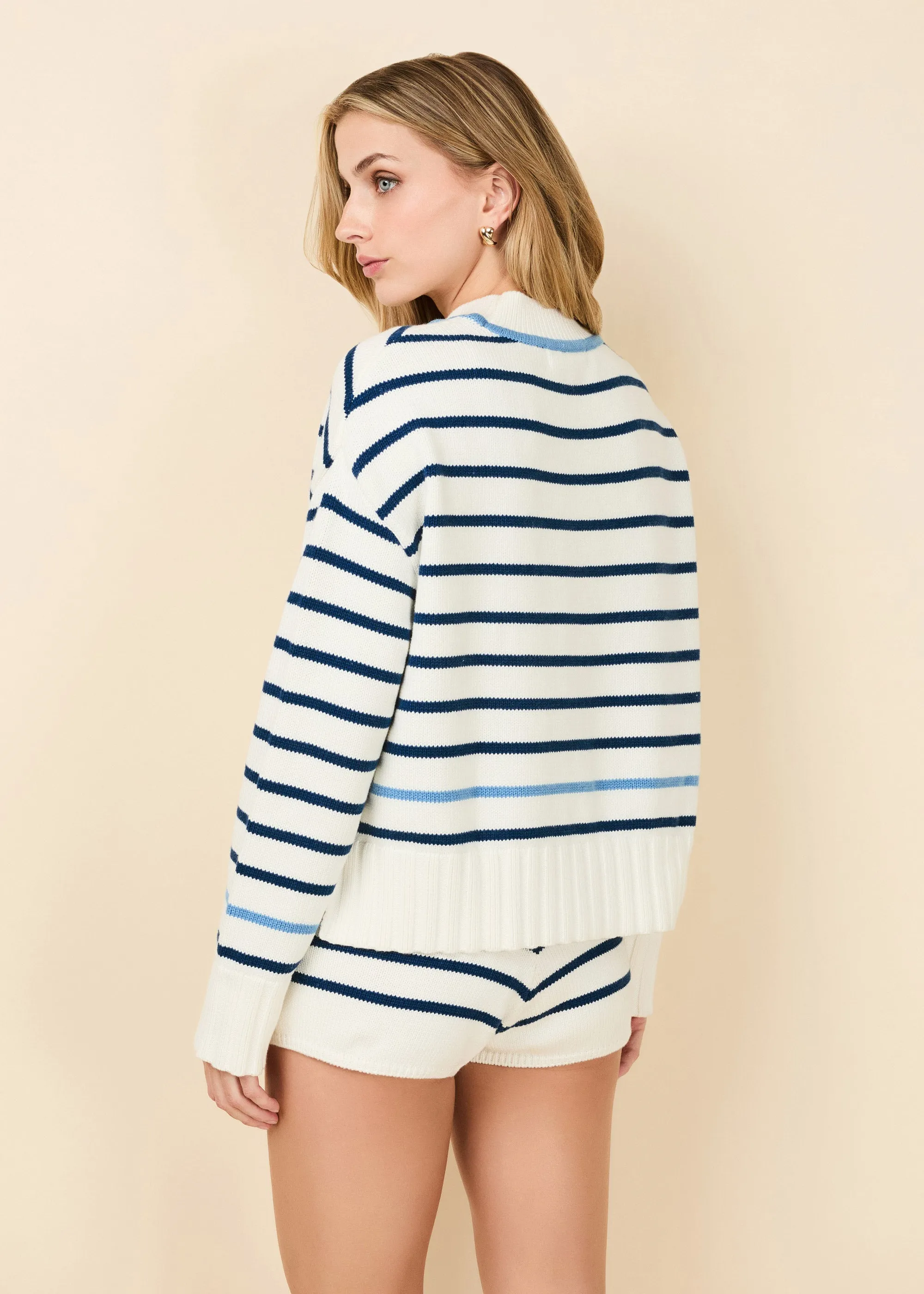 Maxine Sweater Maritime Navy Breton Stripe sold by SOLID & STRIPED product image thumbnail 2
