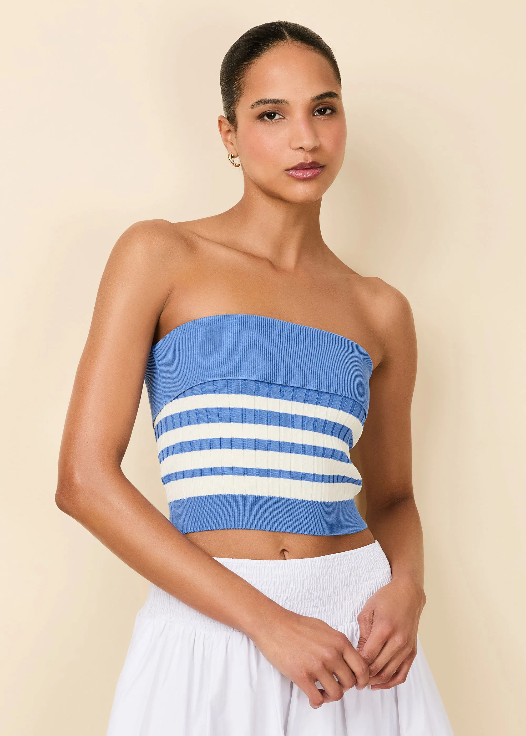 Marnie Top Marina Blue Sunset Stripe sold by SOLID & STRIPED
