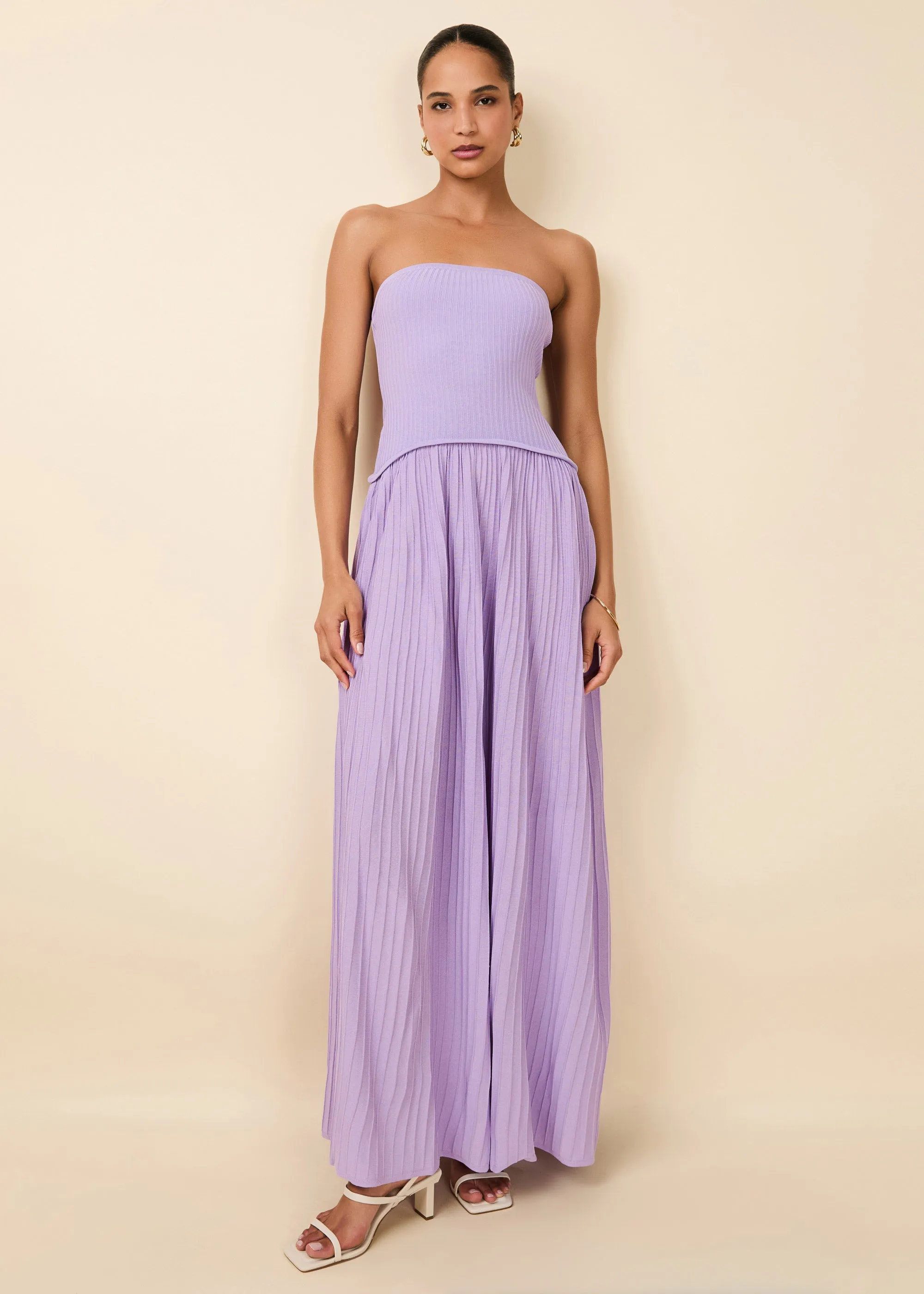 Strapless Soglio Dress Ribbed Lavender sold by SOLID & STRIPED
