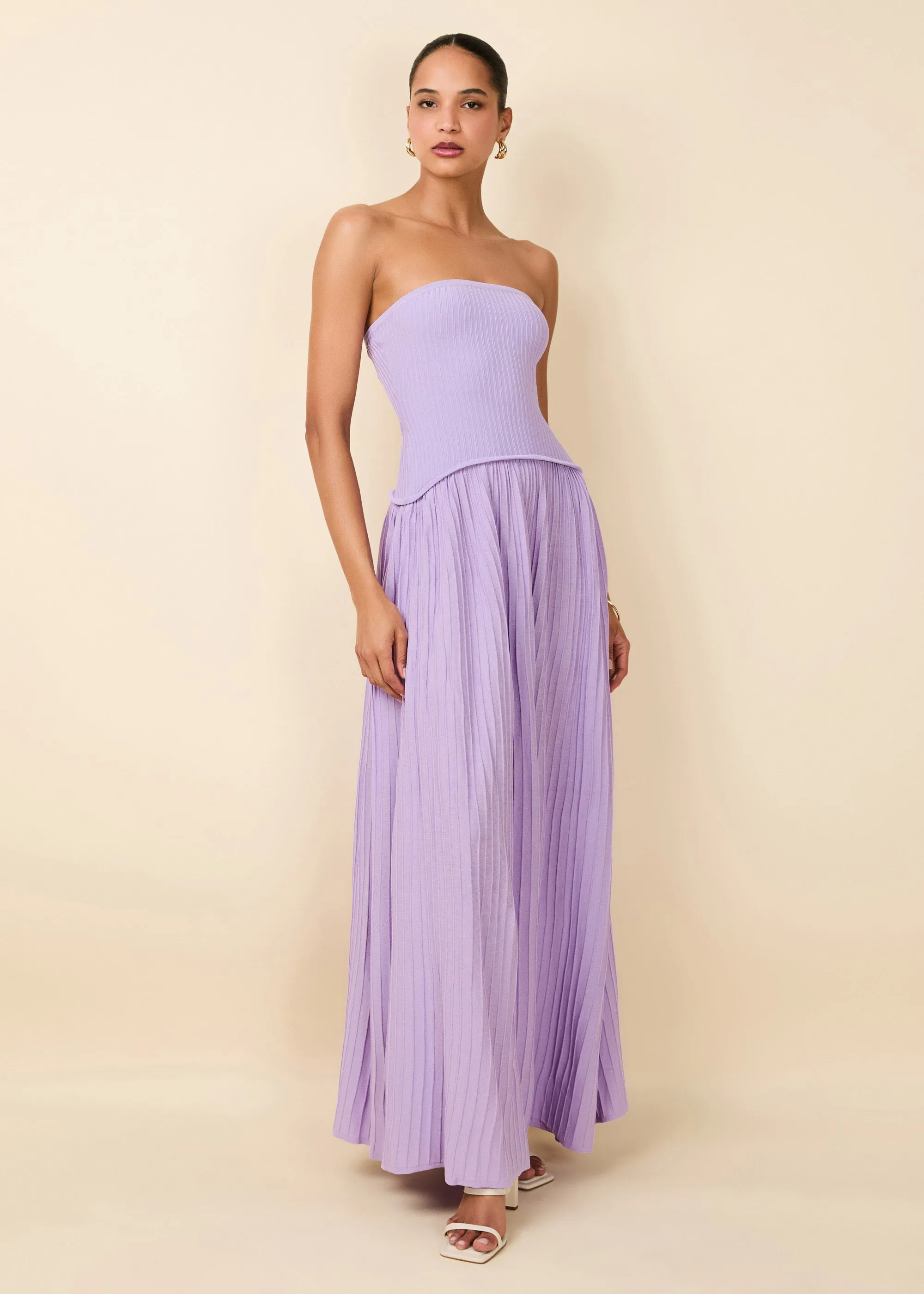 Strapless Soglio Dress Ribbed Lavender sold by SOLID & STRIPED product image thumbnail 3