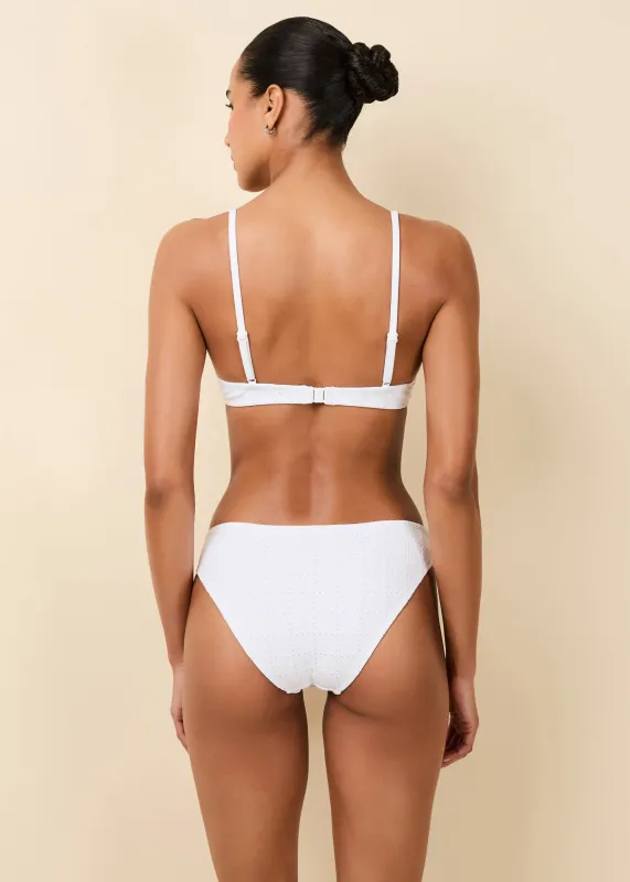Eva Eyelet Bikini Bottom Optic White sold by SOLID & STRIPED
