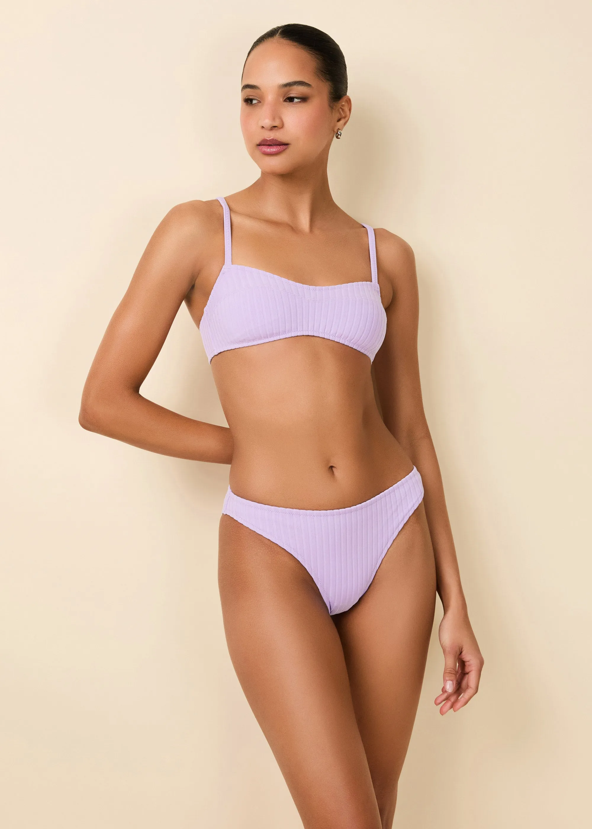 Elsa Ribbed Bikini Top Lavender sold by SOLID & STRIPED