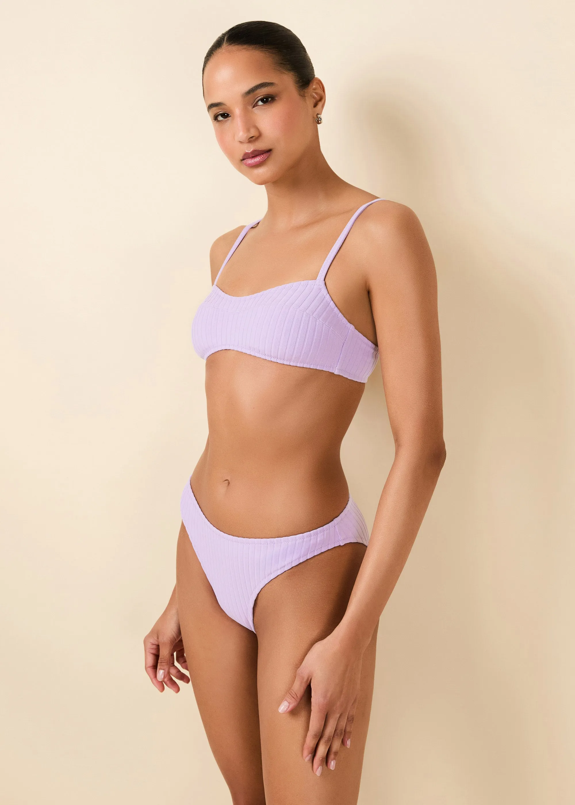 Elsa Ribbed Bikini Top Lavender sold by SOLID & STRIPED product image thumbnail 3