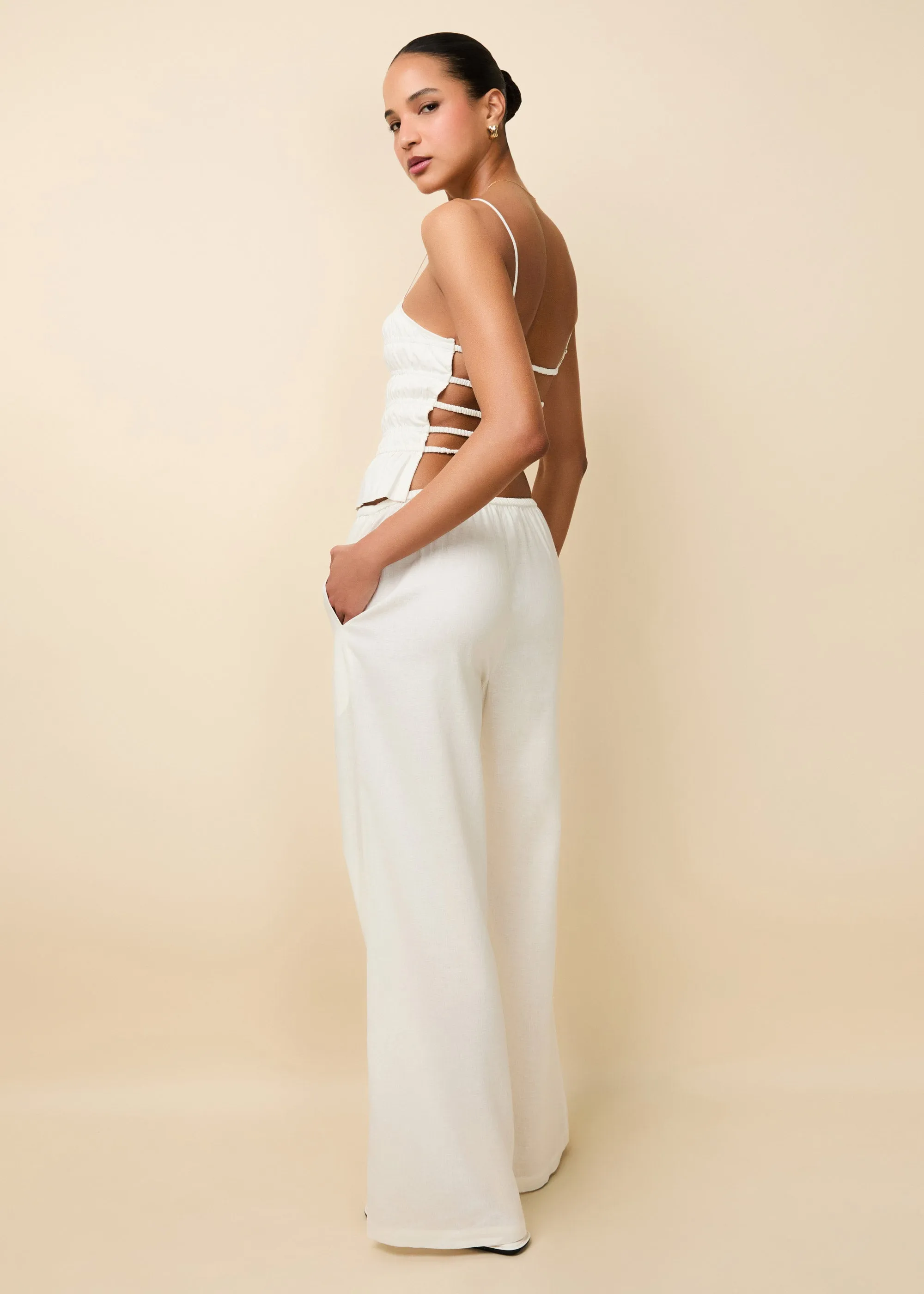 Monaco Pant Linen Optic White sold by SOLID & STRIPED product image thumbnail 5