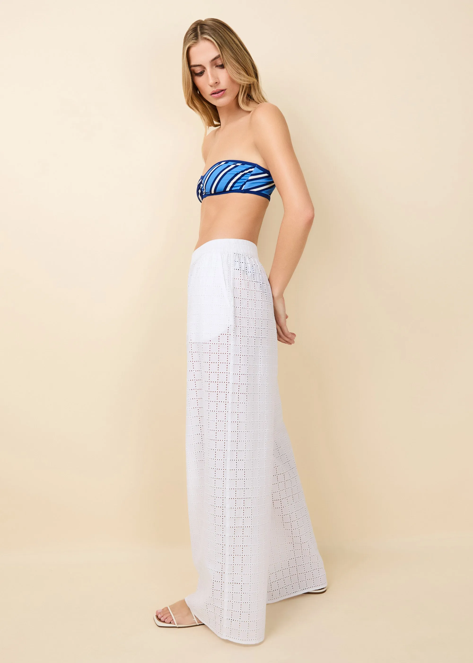 Delaney Pant Grid Eyelet Optic White sold by SOLID & STRIPED product image thumbnail 3