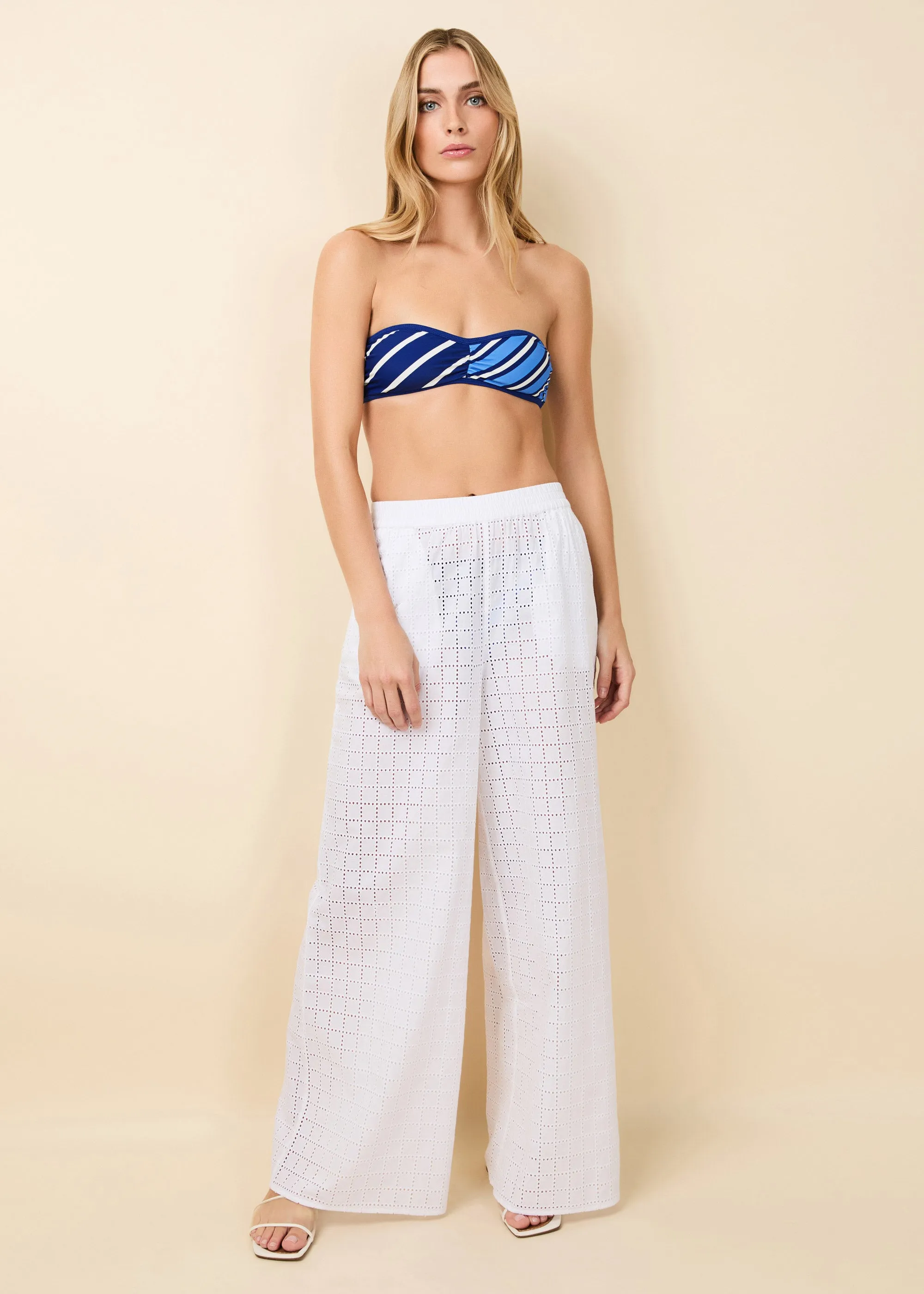 Delaney Pant Grid Eyelet Optic White sold by SOLID & STRIPED product image thumbnail 2