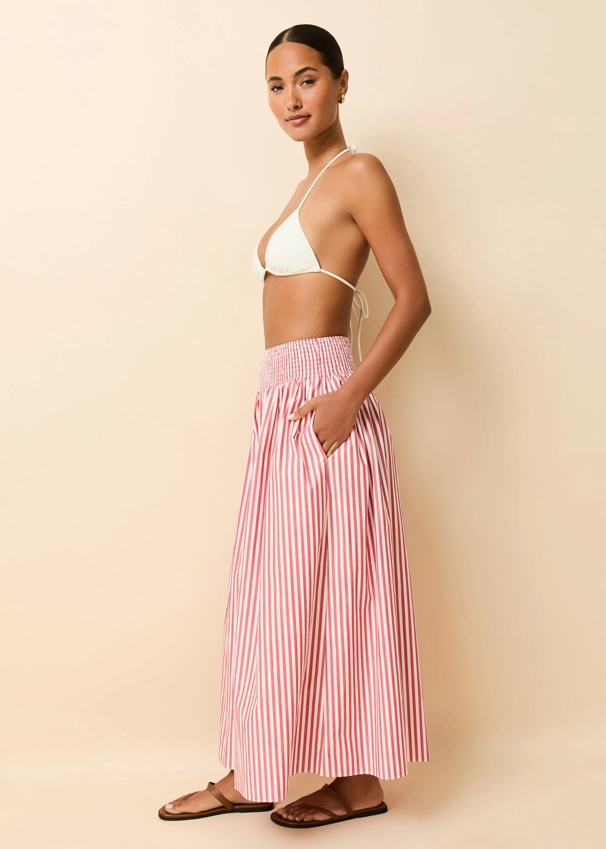 Noreen Skirt Washed Red / Optic White Stripe sold by SOLID & STRIPED product image thumbnail 4