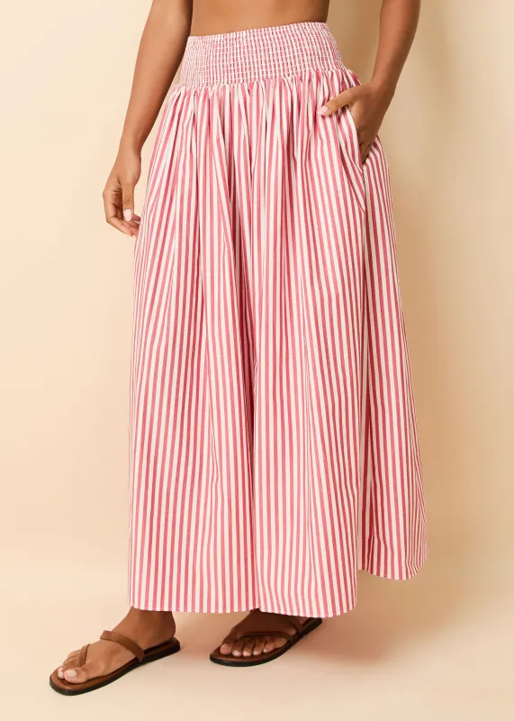 Noreen Skirt Washed Red / Optic White Stripe made by SOLID & STRIPED