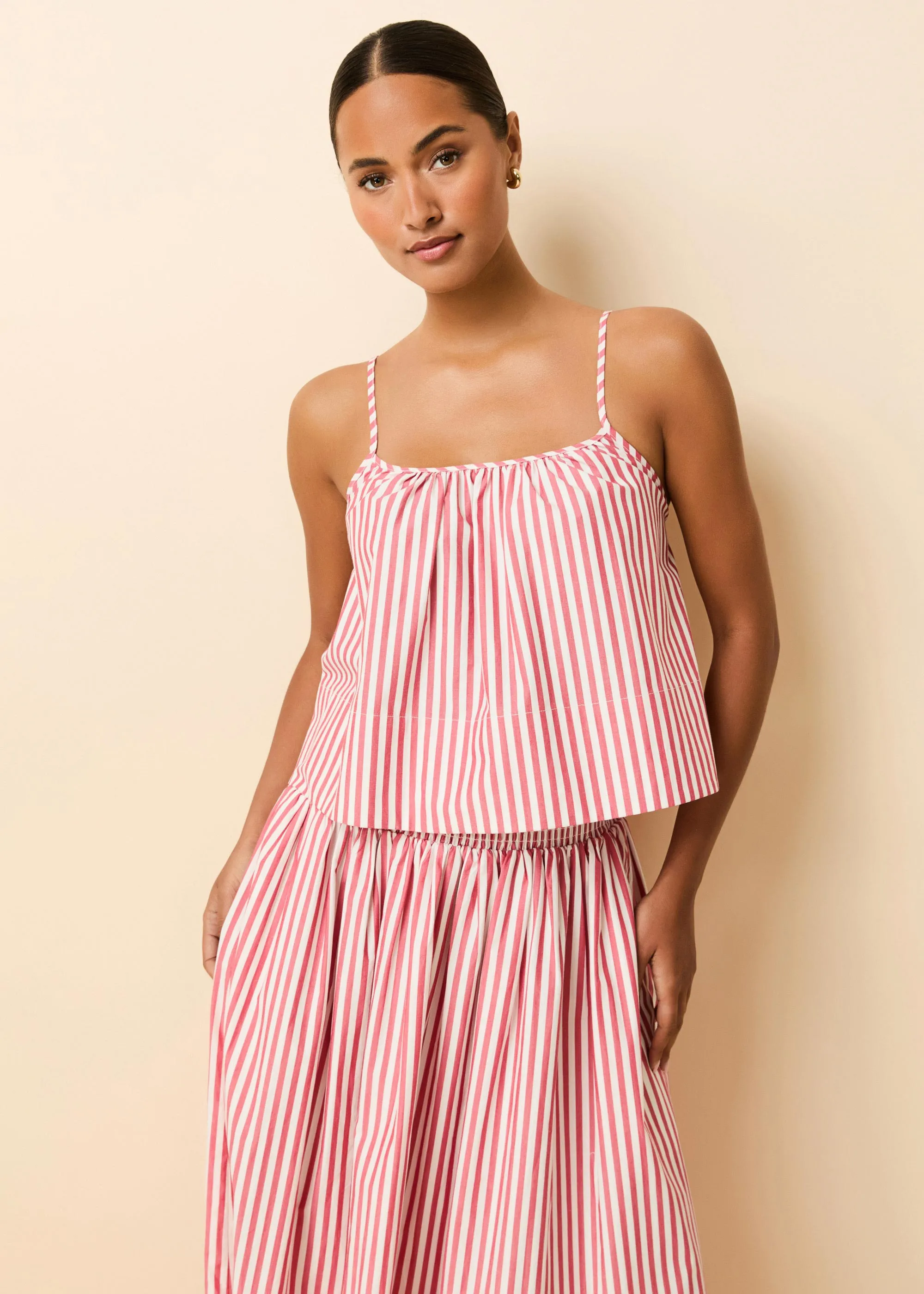 Maayan Top Washed Red / Optic White Stripe sold by SOLID & STRIPED