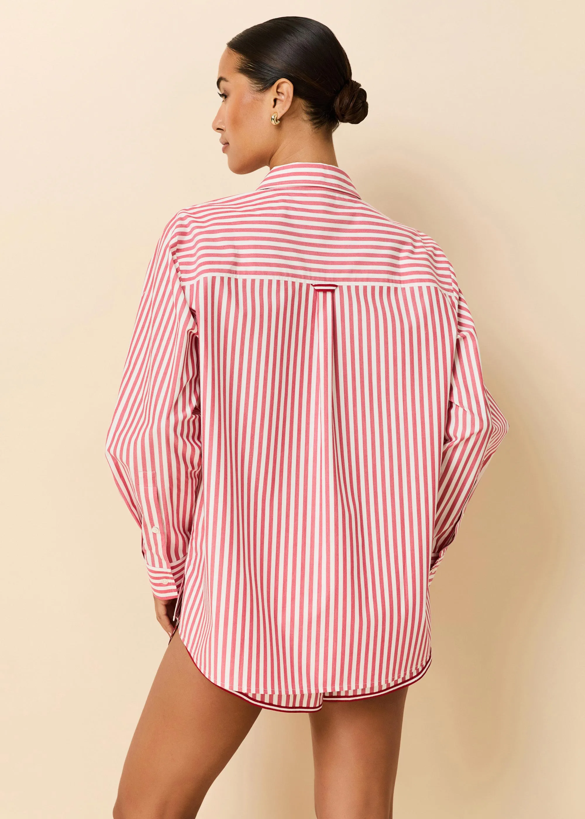 Avril Button Down Washed Red / Optic White Stripe sold by SOLID & STRIPED product image thumbnail 2