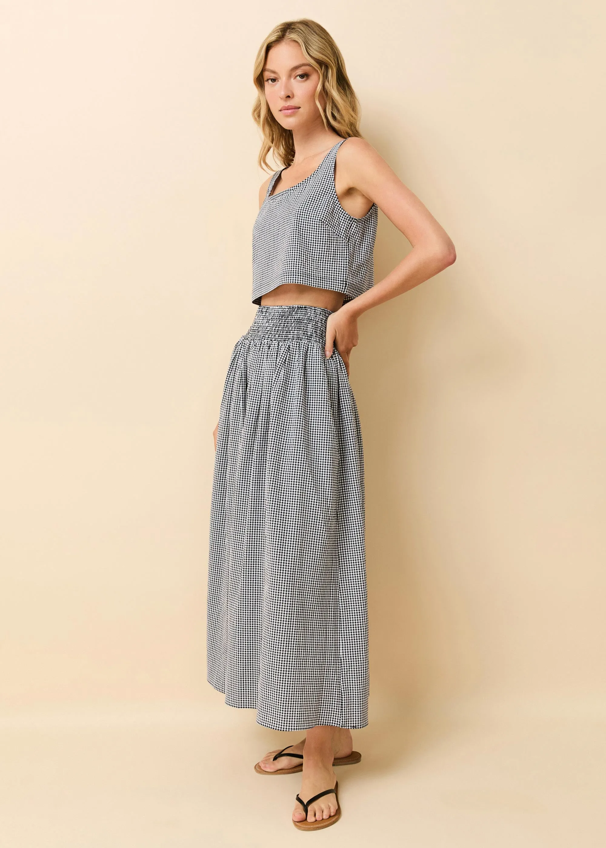 Noreen Skirt Seersucker Noir Gingham sold by SOLID & STRIPED product image thumbnail 4