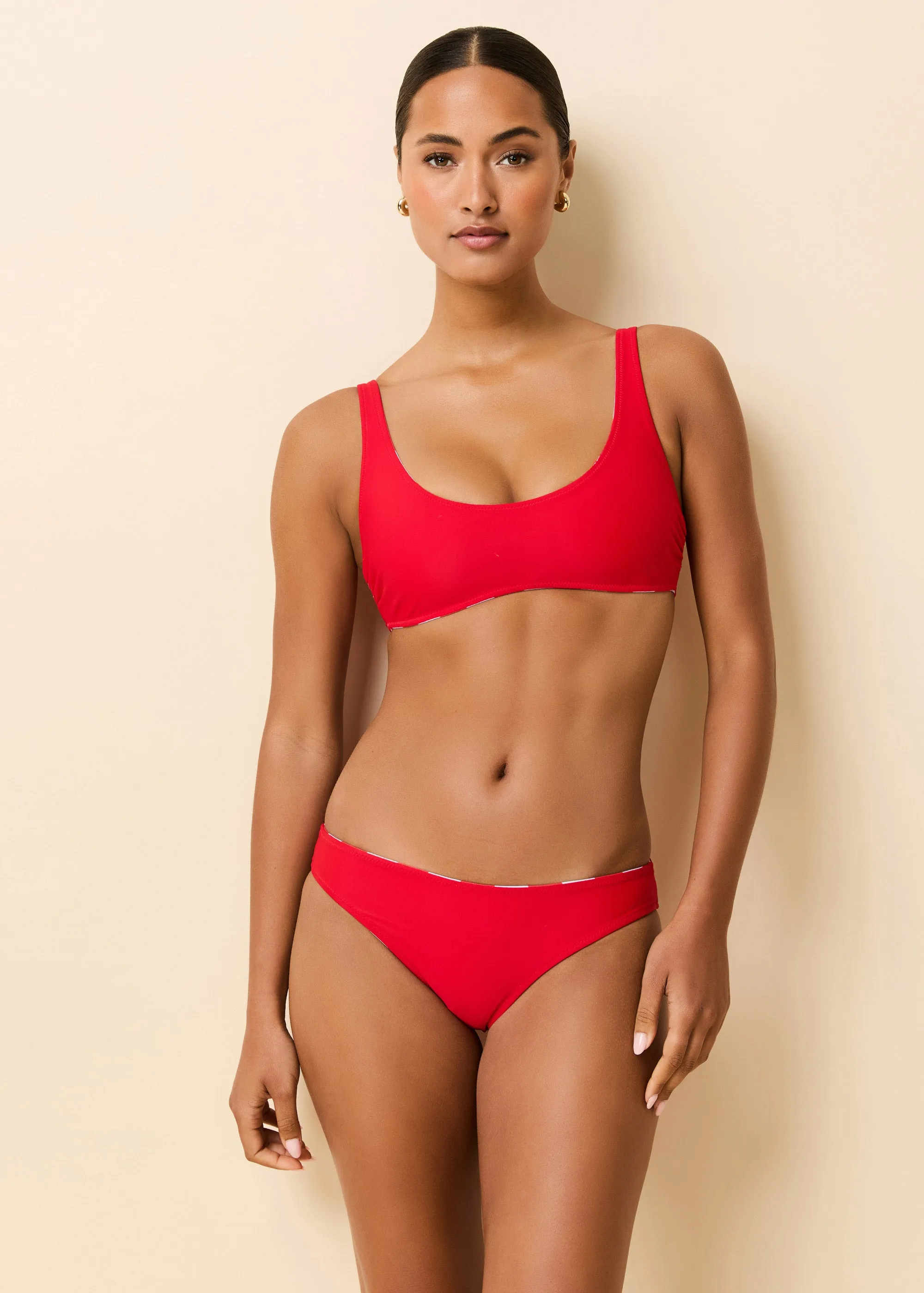 Elle Reversible Bikini Bottom Lipstick Red / Lavender sold by SOLID & STRIPED product image thumbnail 4