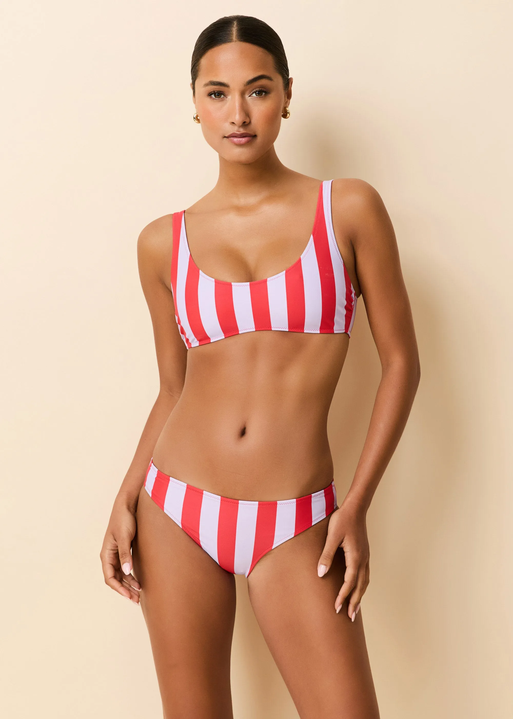 Elle Reversible Bikini Bottom Lipstick Red / Lavender sold by SOLID & STRIPED product image thumbnail 3