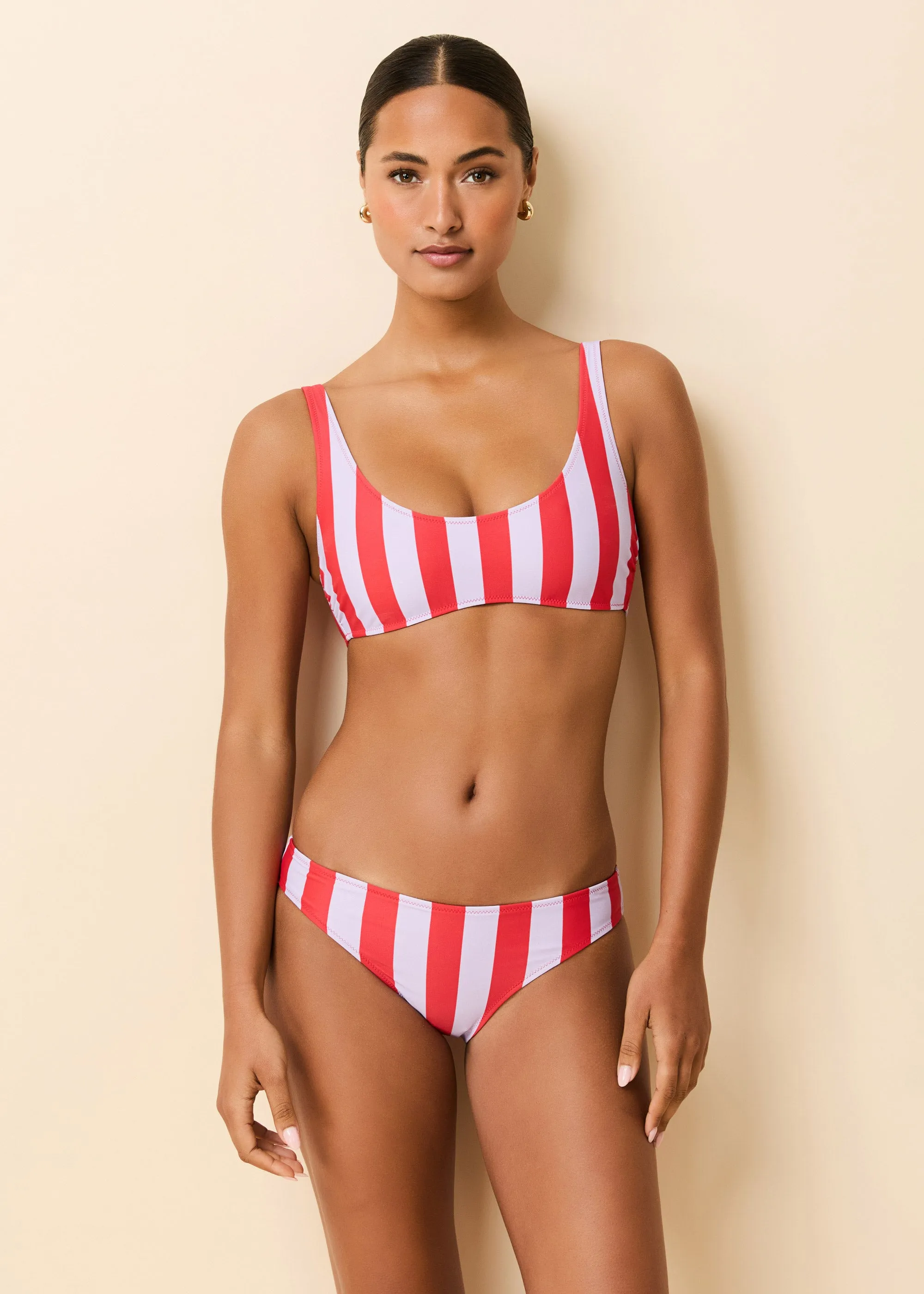 Elle Reversible Bikini Top Lipstick Red / Lavender sold by SOLID & STRIPED