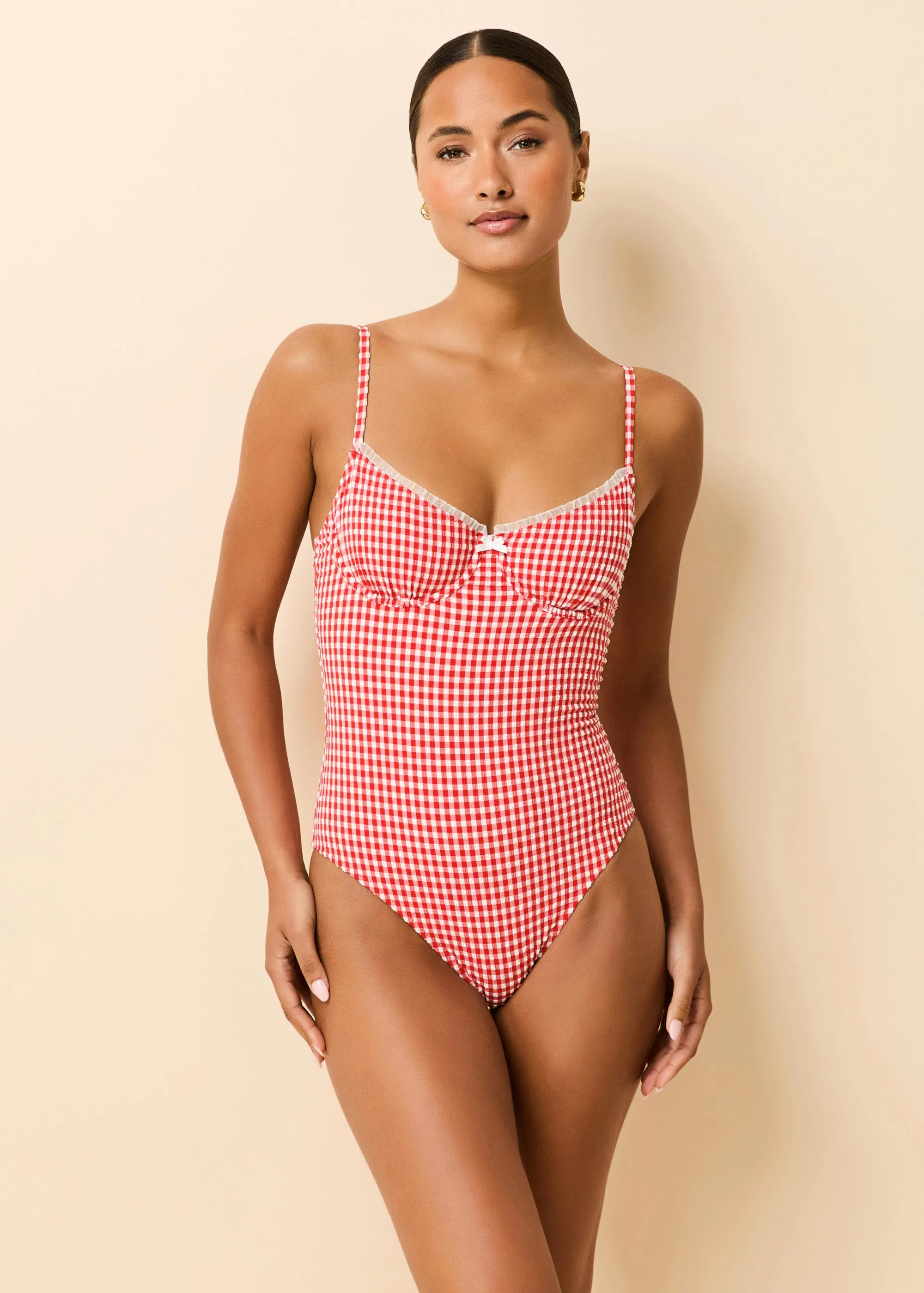 Taylor One Piece Red Gingham sold by SOLID & STRIPED